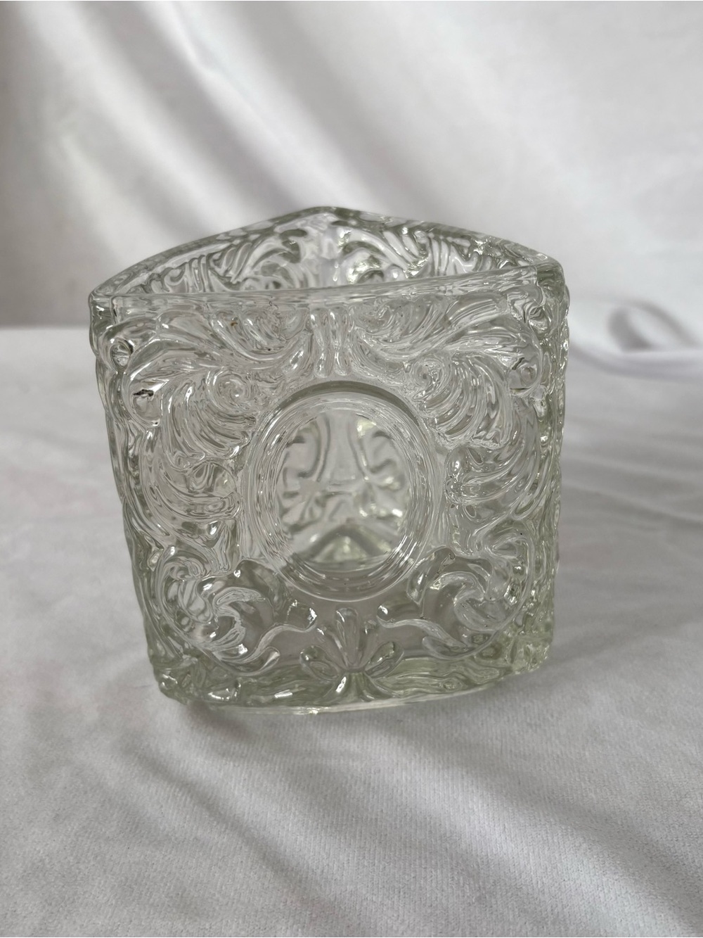 Vintage Avon glass faceted triangle vase holder container home decor votive - Picture 3 of 6